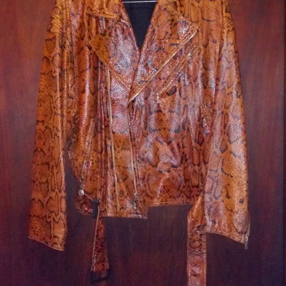 Gianni Versace Python Leather Biker Jacket - Picture 2 of 12
